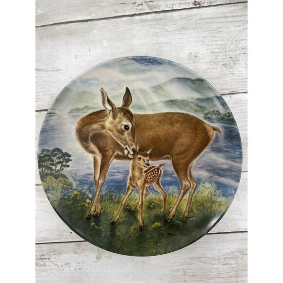 1985 Edwin M Knowles Signs of Love A Reassuring Touch #6 Deer Wildlife Plate - Picture 5 of 12